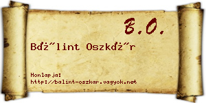 Bálint Oszkár névjegykártya